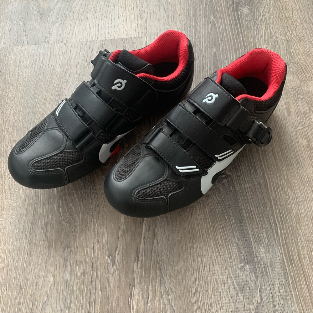 Peloton Womens Black and Red Cycling Shoes